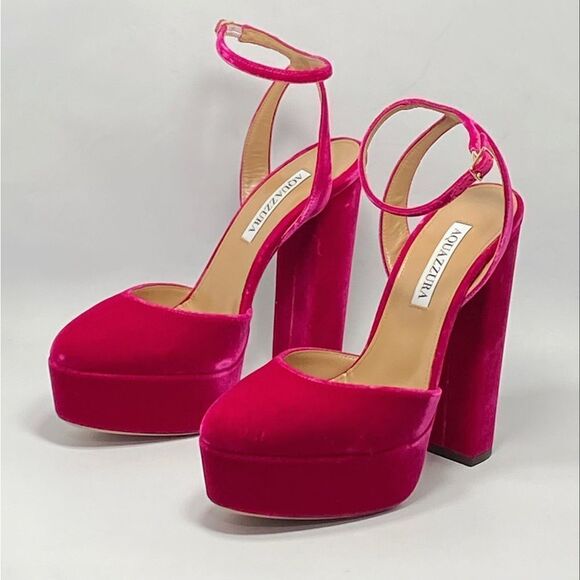 Aquazzura So High Velvet Platform Pumps size 37 - Picture 2 of 10